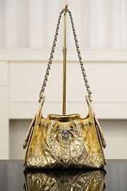 Chanel 25 Mini Handbag Metallic Calfskin & Silver-Tone Metal Gold AS5631 - 22x20x12.5cm - 3