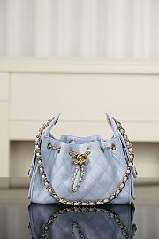 Chanel 25 Mini Handbag Grained Calfskin & Gold Tone Metal Blue - 22x20x12.5cm - 1