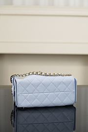 Chanel 25 Mini Handbag Grained Calfskin & Gold Tone Metal Blue - 22x20x12.5cm - 6