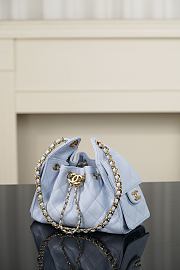 Chanel 25 Mini Handbag Grained Calfskin & Gold Tone Metal Blue - 22x20x12.5cm - 5
