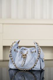 Chanel 25 Mini Handbag Grained Calfskin & Gold Tone Metal Blue - 22x20x12.5cm - 4