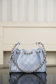 Chanel 25 Mini Handbag Grained Calfskin & Gold Tone Metal Blue - 22x20x12.5cm - 2