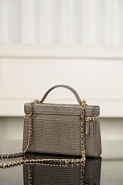 Chanel Vanity With Chain Lizard Embossed Calfskin & Gold-Tone Metal Dark Khaki - 19.5x17x5cm - 3