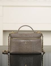 Chanel Vanity With Chain Lizard Embossed Calfskin & Gold-Tone Metal Dark Khaki - 19.5x17x5cm - 1