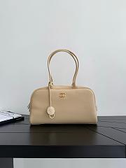 Chanel Large Bowling Bag Calfskin & Gold-Tone Metal Beige - 35.5x19x12.5cm - 1