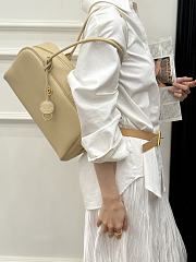 Chanel Large Bowling Bag Calfskin & Gold-Tone Metal Beige - 35.5x19x12.5cm - 5