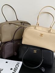 Chanel Large Bowling Bag Calfskin & Gold-Tone Metal Beige - 35.5x19x12.5cm - 2