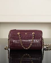Chanel Clutch With Chain Crocodile Embossed Calfskin & Gold-Tone Metal Dark Burgundy - 18.5x11.5x11cm - 1
