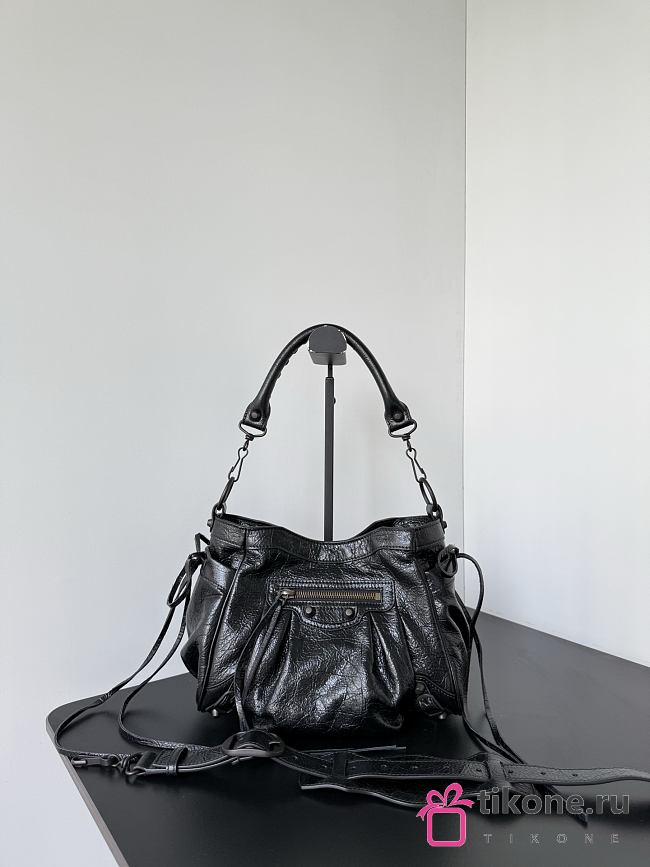 Balenciaga Le City Bucket Bag Small Arena Lambskin in Black - 27x20x15cm - 1