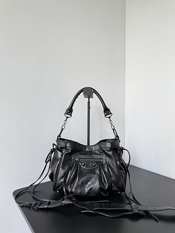 Balenciaga Le City Bucket Bag Small Arena Lambskin in Black - 27x20x15cm