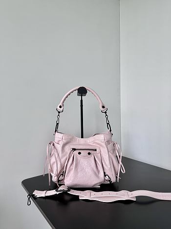 Balenciaga Le City Bucket Bag Small Arena Lambskin in Petal Pink - 27x20x15cm