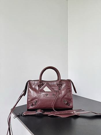 Balenciaga Le City Bag Small in Dark Burgundy Arena Lambskin - 30x19x9.6cm