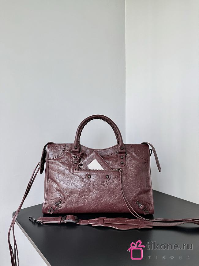 Balenciaga Le City Bag Medium in Dark Burgundy Arena Lambskin - 38.5x24x15cm - 1