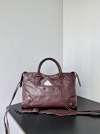 Balenciaga Le City Bag Medium in Dark Burgundy Arena Lambskin - 38.5x24x15cm