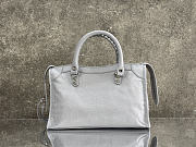 Balenciaga Le City Bag Medium in Light Gray Arena Lambskin Shiny Silver Hardware - 38.5x24x15cm - 4