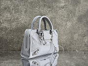 Balenciaga Le City Bag Medium in Light Gray Arena Lambskin Shiny Silver Hardware - 38.5x24x15cm - 3