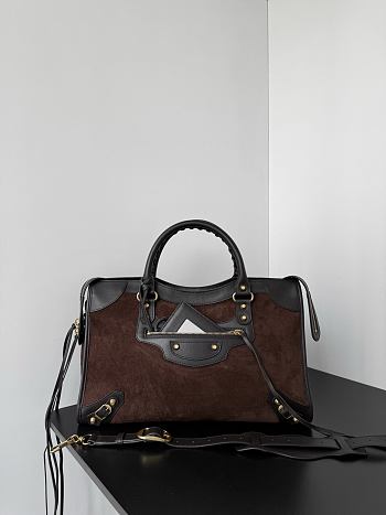 Balenciaga Le City Bag Medium in Moka Suede Calfskin And Smooth Calfskin - 38.5x24x15cm