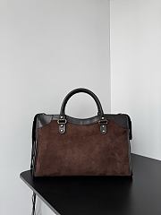 Balenciaga Le City Bag Medium in Moka Suede Calfskin And Smooth Calfskin - 38.5x24x15cm - 5