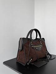 Balenciaga Le City Bag Medium in Moka Suede Calfskin And Smooth Calfskin - 38.5x24x15cm - 3