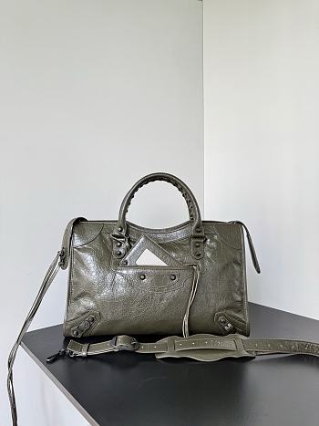 Balenciaga Le City Bag Medium in Army Green Arena Lambskin - 38.5x24x15cm