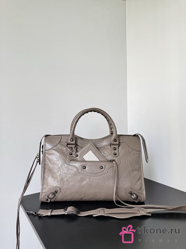 Balenciaga Le City Bag Medium in Dark Noix Brown Arena Lambskin - 38.5x24x15cm - 1