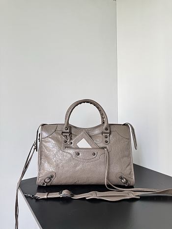 Balenciaga Le City Bag Medium in Dark Noix Brown Arena Lambskin - 38.5x24x15cm