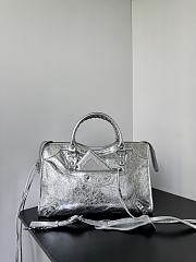 Balenciaga Le City Bag Medium in Silver Metallized Arena Lambskin - 38.5x24x15cm - 1