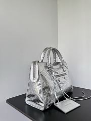Balenciaga Le City Bag Medium in Silver Metallized Arena Lambskin - 38.5x24x15cm - 5