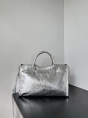 Balenciaga Le City Bag Medium in Silver Metallized Arena Lambskin - 38.5x24x15cm - 2