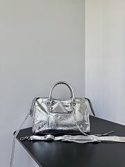 Balenciaga Le City Bag Small in Silver Metallized Arena Lambskin - 30x19x9.6cm - 3