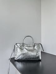 Balenciaga Le City Bag Small in Silver Metallized Arena Lambskin - 30x19x9.6cm - 4