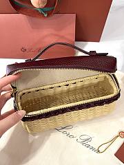Loro Piana Extra Pocket L19 East-West Wicker Rattan, Lizard Leather Malt/Hibiscus Haze/Sun Gold (B5V5) - 11x19x7cm - 6
