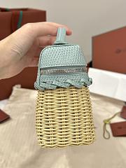 Loro Piana Extra Pocket L19 East-West Wicker Rattan, Lizard Leather Malt/Eucalyptus/Antique Silver (B5FJ) - 11x19x7cm - 5