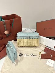 Loro Piana Extra Pocket L19 East-West Wicker Rattan, Lizard Leather Malt/Eucalyptus/Antique Silver (B5FJ) - 11x19x7cm - 3