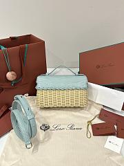 Loro Piana Extra Pocket L19 East-West Wicker Rattan, Lizard Leather Malt/Eucalyptus/Antique Silver (B5FJ) - 11x19x7cm - 2