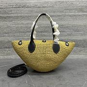 Celine Small Triomphe Beads Basket In Sisal And Calfskin Natural/Black - 18.5x11x10cm - 1