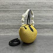 Celine Small Triomphe Beads Basket In Sisal And Calfskin Natural/Black - 18.5x11x10cm - 2