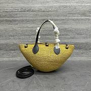 Celine Small Triomphe Beads Basket In Sisal And Calfskin Natural/Black - 18.5x11x10cm - 3