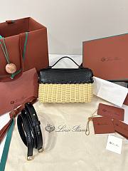 Loro Piana Extra Pocket L19 East-West Wicker Rattan, Lizard Leather Black/Sun Gold (804L) - 11x19x7cm - 6