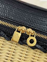 Loro Piana Extra Pocket L19 East-West Wicker Rattan, Lizard Leather Black/Sun Gold (804L) - 11x19x7cm - 3