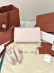 Loro Piana Extra Bag L23 Ostrich Leather Whisper Pink/Antique Silver (30JG) - 23x12x7cm - 3
