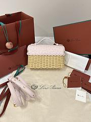 Loro Piana Extra Pocket L19 East-West Wicker Rattan, Ostrich Leather Malt/Flowering Cherry/Sun Gold (B3BX) - 11x19x7cm - 6