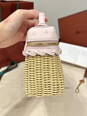 Loro Piana Extra Pocket L19 East-West Wicker Rattan, Ostrich Leather Malt/Flowering Cherry/Sun Gold (B3BX) - 11x19x7cm - 4