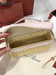 Loro Piana Extra Pocket L19 East-West Wicker Rattan, Ostrich Leather Malt/Flowering Cherry/Sun Gold (B3BX) - 11x19x7cm - 3