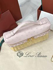 Loro Piana Extra Pocket L19 East-West Wicker Rattan, Ostrich Leather Malt/Flowering Cherry/Sun Gold (B3BX) - 11x19x7cm - 2