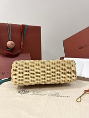 Loro Piana Extra Pocket L19 East-West Wicker Rattan, Ostrich Leather Malt/Moonstone Blue/Sun Gold (B5JS) - 11x19x7cm - 6