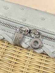 Loro Piana Extra Pocket L19 East-West Wicker Rattan, Ostrich Leather Malt/Moonstone Blue/Sun Gold (B5JS) - 11x19x7cm - 4
