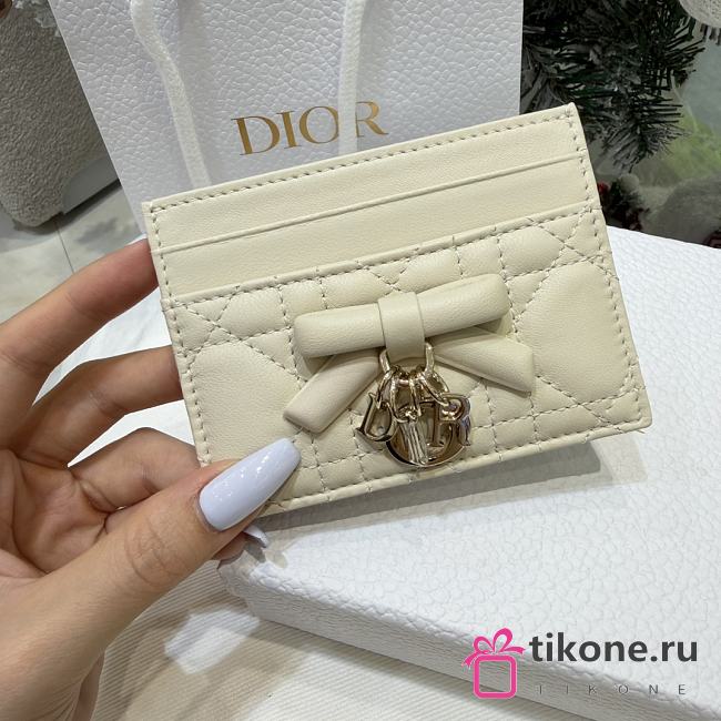 Lady Dior Freesia Card Holder Craie Cannage Lambskin - 10.5x8x0.5cm - 1