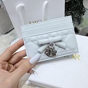 Lady Dior Freesia Card Holder Ice Blue Cannage Lambskin - 10.5x8x0.5cm - 1