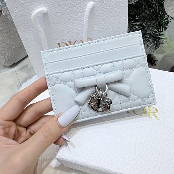 Lady Dior Freesia Card Holder Ice Blue Cannage Lambskin - 10.5x8x0.5cm